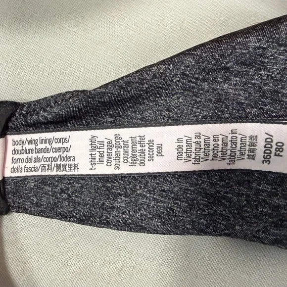Victoria’s Secret T-Shirt Bra Gray Logo Strap Lightly Lined 36DDD - Picture 4 of 4